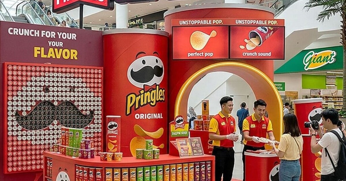 Vibrant experiential marketing brand activation with engaged crowd in a Malaysian shopping mall